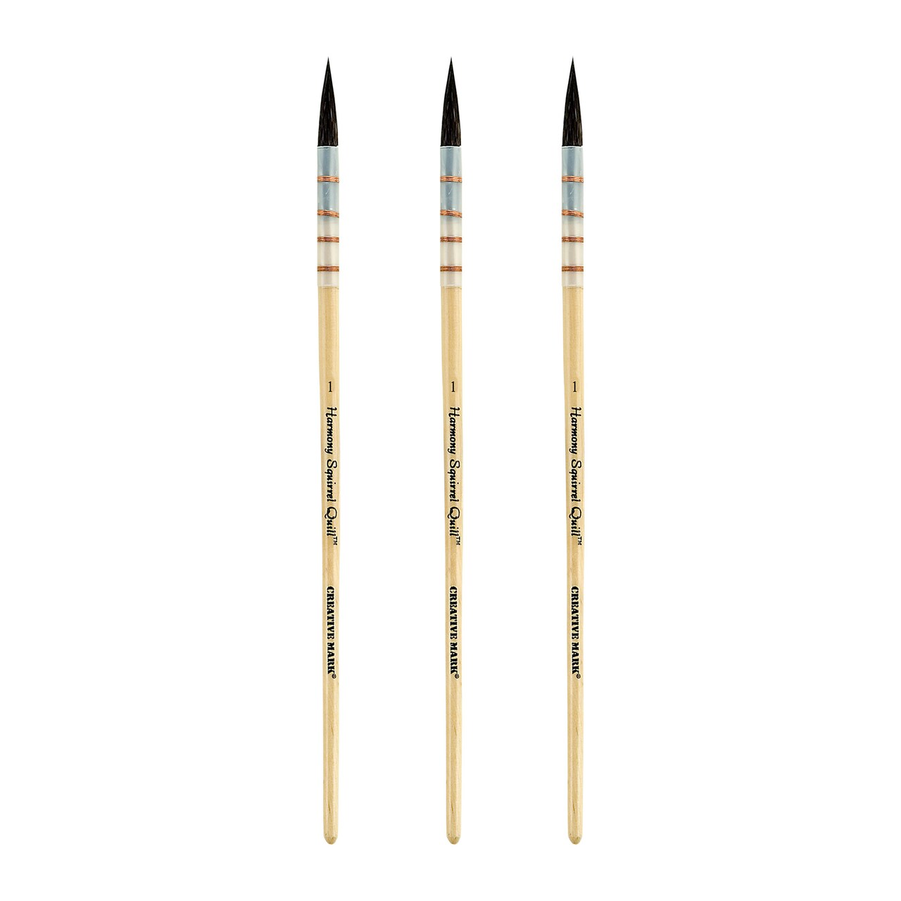 Creative Mark Harmony Blue Squirrel Quill Watercolor Brush Packs of 3 - Professional Watercolor Brushes for Artists - Handcrafted Full Bellied Watercolor Quill Paint Brush, Balanced Wood Handle
